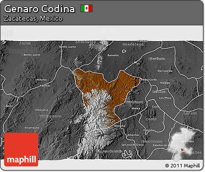 Physical 3D Map of Genaro Codina, desaturated