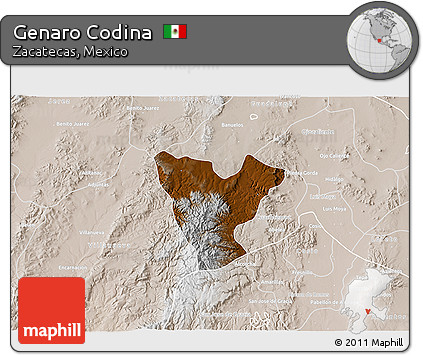 Physical 3D Map of Genaro Codina, lighten