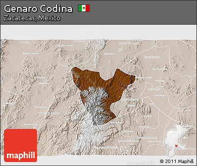 Physical 3D Map of Genaro Codina, lighten