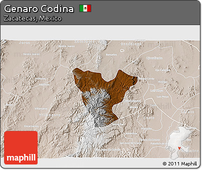 Physical 3D Map of Genaro Codina, lighten
