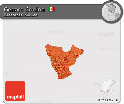 Political 3D Map of Genaro Codina, single color outside