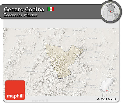 Shaded Relief 3D Map of Genaro Codina, lighten