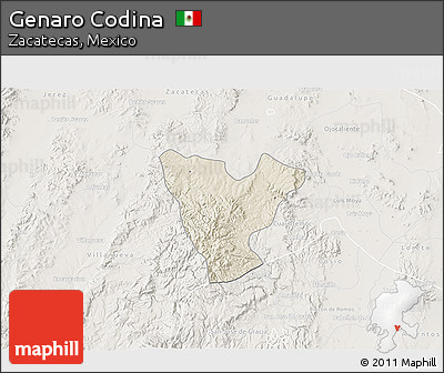 Shaded Relief 3D Map of Genaro Codina, lighten