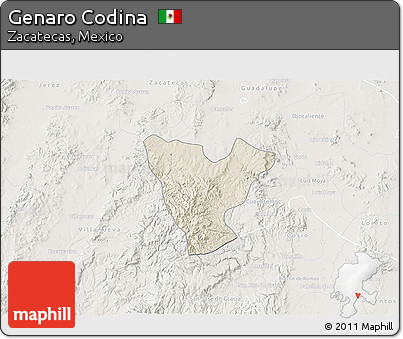 Shaded Relief 3D Map of Genaro Codina, lighten