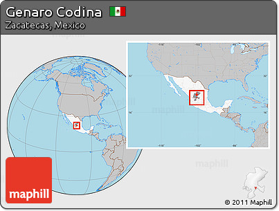 Gray Location Map of Genaro Codina, highlighted country, highlighted parent region, within the entire country