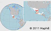 Gray Location Map of Genaro Codina, highlighted country, highlighted parent region, within the entire country, hill shading