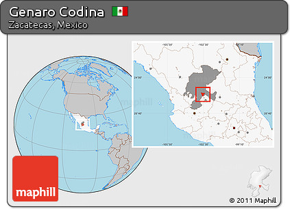 Gray Location Map of Genaro Codina, highlighted country, highlighted parent region