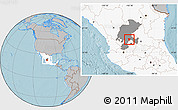 Gray Location Map of Genaro Codina, highlighted country, highlighted parent region, hill shading