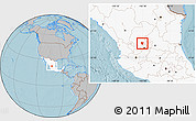 Gray Location Map of Genaro Codina, highlighted country, hill shading