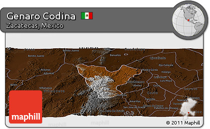 Physical Panoramic Map of Genaro Codina, darken