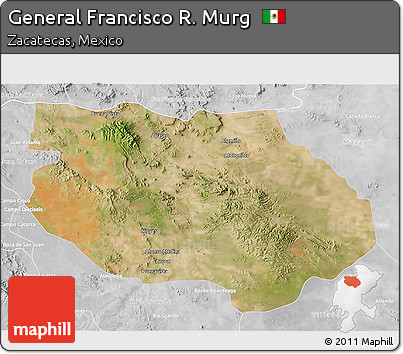 Satellite 3D Map of General Francisco R. Murg, lighten, desaturated