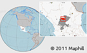 Gray Location Map of General Francisco R. Murg, highlighted country, highlighted parent region, hill shading