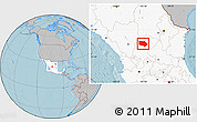 Gray Location Map of General Francisco R. Murg, highlighted country, hill shading