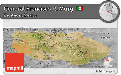 Satellite Panoramic Map of General Francisco R. Murg, desaturated