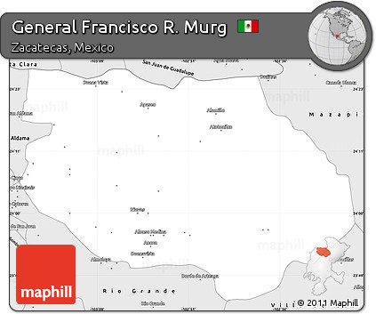 Silver Style Simple Map of General Francisco R. Murg