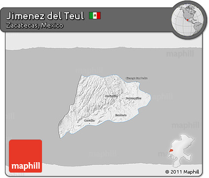 Gray 3D Map of Jimenez Del Teul, single color outside