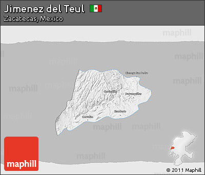 Gray 3D Map of Jimenez Del Teul, single color outside