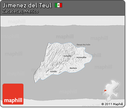 Gray 3D Map of Jimenez Del Teul, single color outside