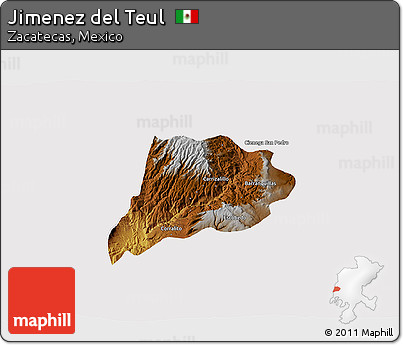 Physical 3D Map of Jimenez Del Teul, cropped outside