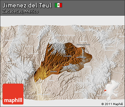 Physical 3D Map of Jimenez Del Teul, lighten