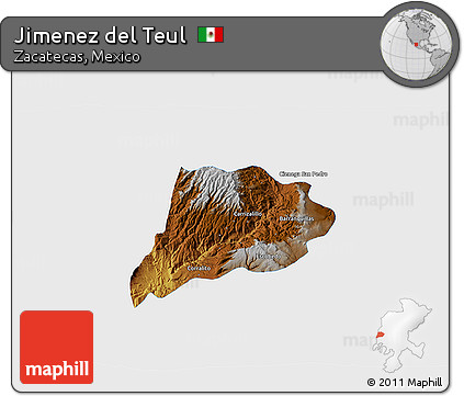 Physical 3D Map of Jimenez Del Teul, single color outside