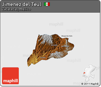 Physical 3D Map of Jimenez Del Teul, single color outside
