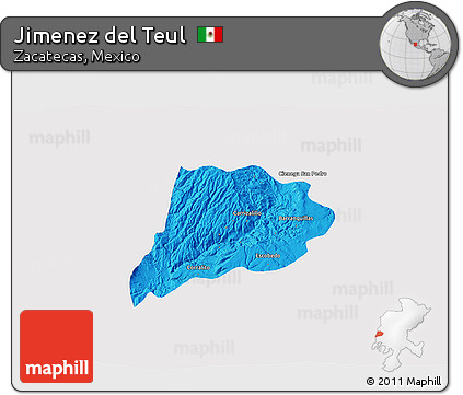 Political 3D Map of Jimenez Del Teul, single color outside