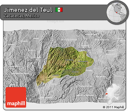 Satellite 3D Map of Jimenez Del Teul, lighten, desaturated