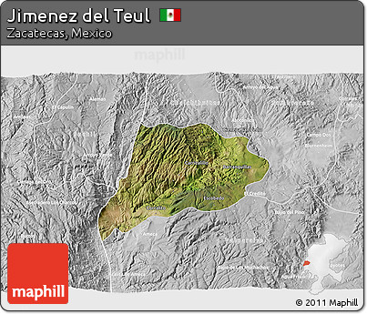 Satellite 3D Map of Jimenez Del Teul, lighten, desaturated