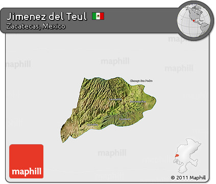 Satellite 3D Map of Jimenez Del Teul, single color outside