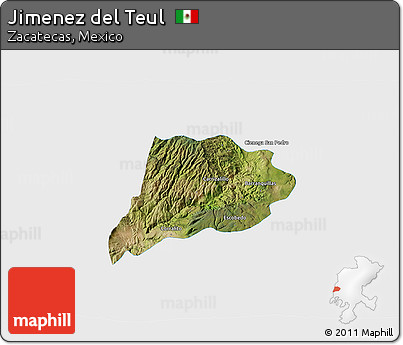Satellite 3D Map of Jimenez Del Teul, single color outside