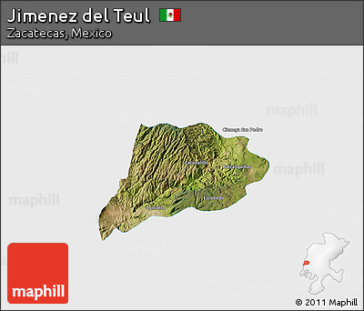 Satellite 3D Map of Jimenez Del Teul, single color outside