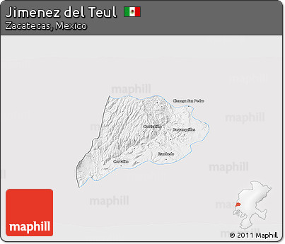 Silver Style 3D Map of Jimenez Del Teul, single color outside