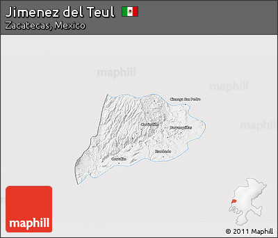 Silver Style 3D Map of Jimenez Del Teul, single color outside