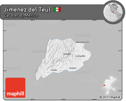 Gray Map of Jimenez Del Teul, single color outside