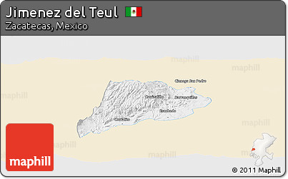 Classic Style Panoramic Map of Jimenez Del Teul, single color outside