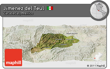 Satellite Panoramic Map of Jimenez Del Teul, lighten