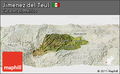 Satellite Panoramic Map of Jimenez Del Teul, lighten