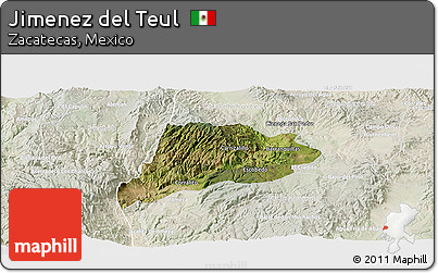 Satellite Panoramic Map of Jimenez Del Teul, lighten