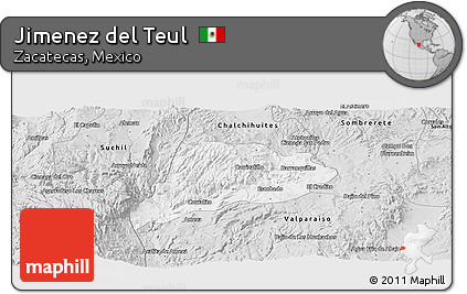 Silver Style Panoramic Map of Jimenez Del Teul