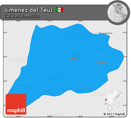 Political Simple Map of Jimenez Del Teul, single color outside