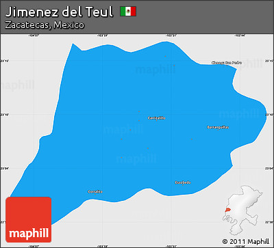 Political Simple Map of Jimenez Del Teul, single color outside