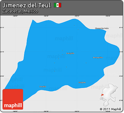 Political Simple Map of Jimenez Del Teul, single color outside