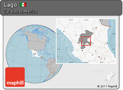 Gray Location Map of Lago, highlighted country, highlighted parent region, hill shading