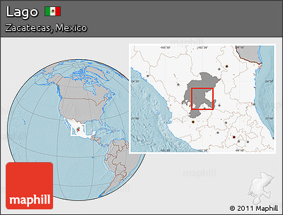 Gray Location Map of Lago, highlighted country, highlighted parent region, hill shading