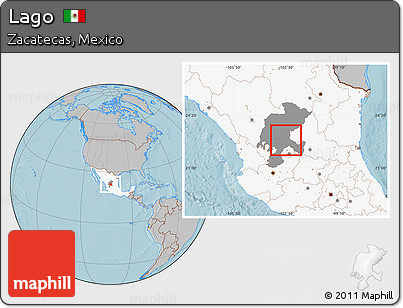 Gray Location Map of Lago, highlighted country, highlighted parent region, hill shading