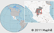 Gray Location Map of Lago, highlighted country, highlighted parent region, hill shading