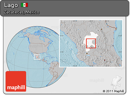 Gray Location Map of Lago, highlighted parent region, hill shading