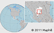 Gray Location Map of Lago, highlighted parent region, hill shading