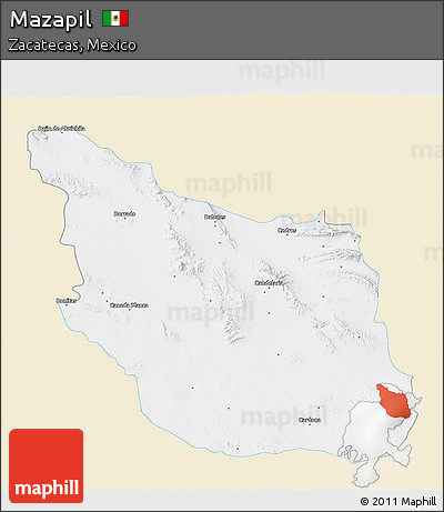 Classic Style 3D Map of Mazapil, single color outside